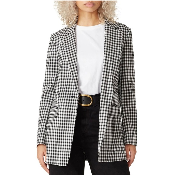 Rag and Bone Cotton Ames gingham Black and White Blazer NEW - Picture 2 of 12